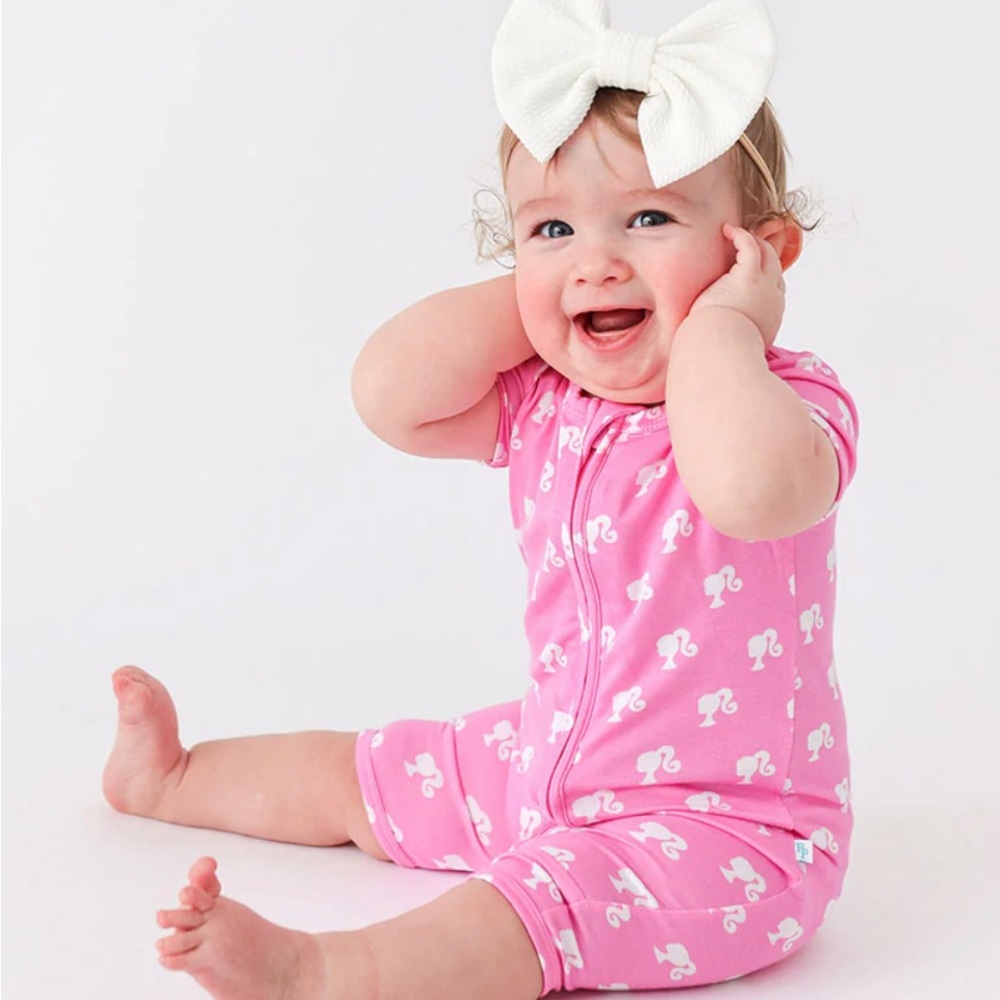 Posh Barbie Short Sleeve Zippered Short Romper